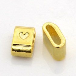 Nickel Free Alloy Slide Charms, Oval, Golden, 13.5x8x6mm, Hole: 2.5x9mm