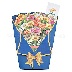 3D Flower Pop Up Paper Greeting Card, with Envelope, Valentine's Day Wedding Birthday Invitation Card, Sunflower Pattern, 323x255x8.5mm, 3pcs/set