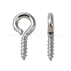 Iron Screw Eye Pin Peg Bails, For Half Drilled Beads, Nickel Free, Platinum, 10x5x1mm, Hole: 2mm