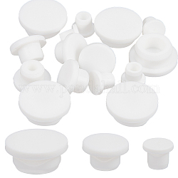 Gorgecraft 18 pièces 3 styles bouchon de trou en silicone bouchon étanche, bouchons à encliqueter, pour clôture de meubles, blanc, 15.5~31.5x9~13.7mm, 6 pièces / style
