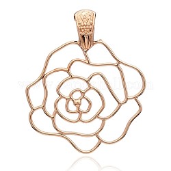 Gros pendentifs en alliage de fleur de rose en filigrane, Plaqué longue durée, or rose, 65x55x2mm, Trou: 6x11mm