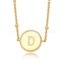 Golden Stainless Steel Pendant Necklaces, Initial Letter, Letter D, 15.75 inch(40cm)