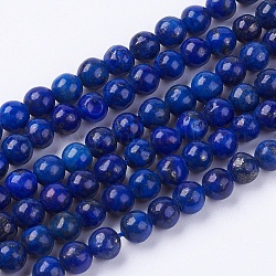 Lapis naturels teints brins de perles lazuli, ronde, 6mm, Trou: 1mm, Environ 65 pcs/chapelet, 15.7 pouce