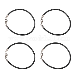 Cowhide Leather Cord Bracelet Making, with Brass Cord Ends, Iron Jump Rings and Alloy Lobster Claw Clasps, Black, 200x3mm