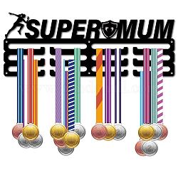 Support de mur d'affichage de support de cintre de médaille de fer de mode, 3 ligne, avec des vis, noir, momie, 150x400mm, Trou: 5mm