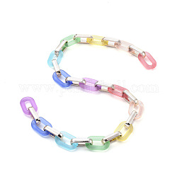 Handmade Cable Chains, with Transparent Acrylic Linking Rings and CCB Plastic Linking Rings, Oval, for Jewelry Making, Colorful, Link: 31x19x5mm, 29x12x6.5mm, 39.37 inch(1m)/strand