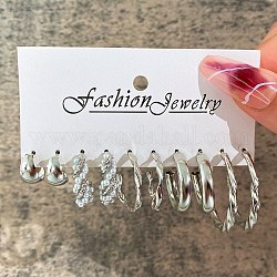 Серьги-гвоздики Twist Wave, серьги полукольца с бусинами из искусственного жемчуга для женщин, платина, 20~49 мм, 5 стили, 1 пара / стиль, 5 пар / набор