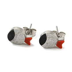 Boucles d'oreilles en acrylique avec clous de poisson, Boucles d'oreilles en 304 acier inoxydable, couleur inoxydable, 8x10.5mm