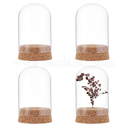 Nbeads 4 set cupola di vetro con base in sughero, 2.75x1.96 mini cupola di vetro fiore eterno display in vetro cupola cloche mezza rotonda vetrina in vetro trasparente campana cloche cloche per matrimonio san valentino