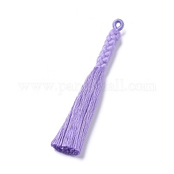 Ciondoli grandi nappa nylon, viola medio, 90~100x7mm, Foro: 3x2 mm
