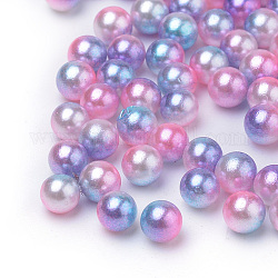 Perle di perle imitazione acrilico arcobaleno, perle di perle a sirena sfumata, Senza Buco, tondo, rosa caldo, 8mm, circa 2000pcs/500g