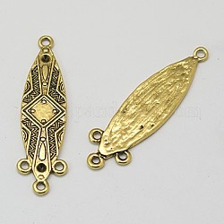 Tibetan Style Connector Rhinestone Settings, Lead Free & Cadmium Free & Nickel Free, Oval, Antique Golden, about 44.5mm long, 11.5mm wide, 1.5mm thick, hole: 2mm