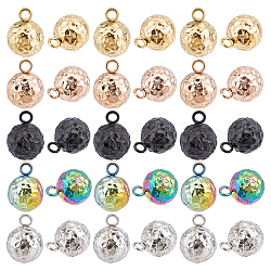 DICOSMETIC 30Pcs 5 Colors Ion Plating(IP) 304 Stainless Steel Charms, Round, Bumpy, Real 18K Gold Plated, Mixed Color, 11x8mm, Hole: 1.8mm, 6pcs/color