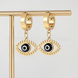Stainless Steel Hoop Earrings for Women, Evil Eye, Golden, 32x13mm