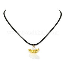 Natürliche Muschel-Feen-Anhänger-Halskette, mit gewachsten Polyesterschnüren, golden, 17.91 Zoll (45.5 cm)