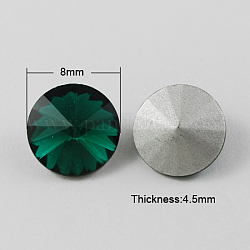 ポイントガラスラインストーン  リボリラインストーン  バックメッキ  コーン  濃い緑  8x4.5mm