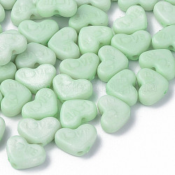 Opaque Acrylic Beads, Dyed, Heart with Word Love, Aquamarine, 10x13.5x4.5mm, Hole: 1.8mm, about 2300pcs/500g