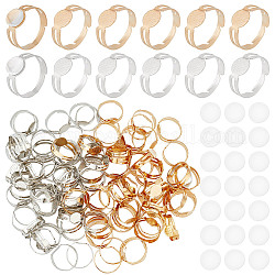 DICOSMETIC 2 Colors Adjustable Ring Making Kit 100Pcs 8mm Flat Round Pad Ring Settings and 100Pcs Transparent Glass Cabochons for Blank Ring Jewelry Making Supplies