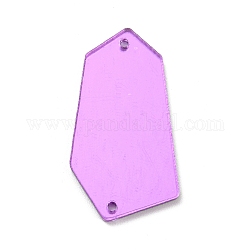 Miroir acrylique de forme hexagonale irrégulière cousu sur des strass, accessoires de vêtements, violette, 30.5x17x1.3mm, Trou: 1.2mm