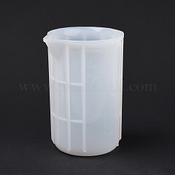 Tasses à mesurer en silicone, colonne, blanc, 81x71x109mm, diamètre intérieur: 74x67 mm, capacité: 300 ml (10.15 oz liq.)