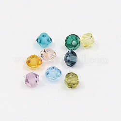 Accessoires de breloque perles en vrac en cristal autrichien pour bricolage de bijoux, bicone de couleur mélangée, longueur d'environ 3 mm ,  largeur de 3 mm, Trou: 1mm