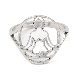 304 anillo ajustable humano hueco de acero inoxidable para mujer., color acero inoxidable, nosotros tamaño 6 (16.5 mm)