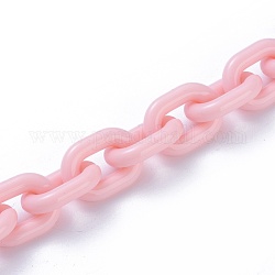 Cadenas de cable de acrílico hechas a mano, oval, rosa, 19x14x4mm, aproximadamente 23.62 pulgada (60 cm) / hebra