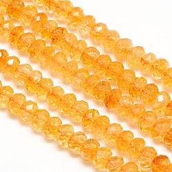 Natural Citrine Rondelle Bead Strands, Faceted, Dyed & Heated, 8x5mm, Hole: 1mm, about 80pcs/strand, 15.7 inch