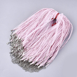 Изготовление ожерелья из вощеного шнура и органзы, с железными застежками когтя омара, платина, розовые, 17.6 дюйм ~ 17.8 дюйма (45~455 см), 7 мм