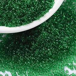 Perline rotonde miyuki rocailles, perline giapponesi, (rr146) verde trasparente, 15/0, 1.5mm, Foro: 0.7 mm, su 5555pcs / bottiglia, 10 g / bottiglia