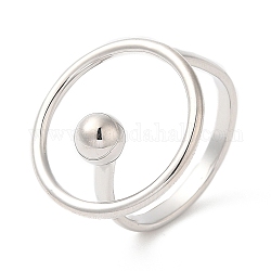Anillo de latón anillo de puño abierto para mujer, Platino real plateado, diámetro interior: 18.4 mm