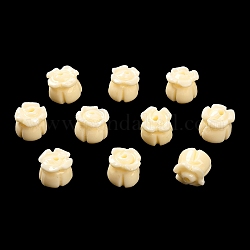 Perles synthétiques teintes en corail, fleur, mocassin, 8~8.5x8.5mm, Trou: 1.5mm