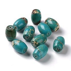 Perles de jaspe impériales naturelles, teinte, riz, vert de mer clair, 18x13.5mm, Trou: 1.6mm