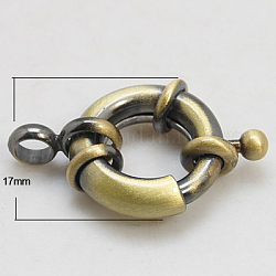 Brass Spring Ring Clasps, Lead Free, Cadmium Free and Nickel Free, Antique Bronze, 17x4mm, Hole: 4mm