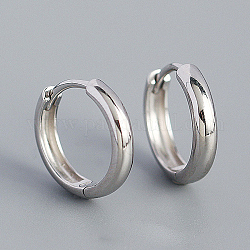Boucles d'oreilles créoles unies plaquées rhodium et 925 sterling, anneau, platine, 3mm, diamètre intérieur: 6 mm