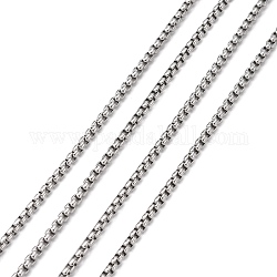 304 Stainless Steel Box Chains, Unwelded, Stainless Steel Color, 2.5x2.5mm
