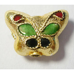 Handmade Cloisonne Perlen, Schmetterling, golden, 15x11 mm, Bohrung: ca. 1 mm