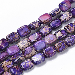 Natural Imperial Jasper Beads Strands, Dyed, Rectangle, Indigo, 10~11x8~9x4~5mm, Hole: 1.4mm, about 38~42pcs/Strand, 15.55 inch~16.14 inch(39.5~41cm)