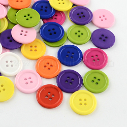 Пластиковые кнопки 4-отверстие, плоско-круглые, разноцветные, 22x2 мм, отверстие : 2 мм