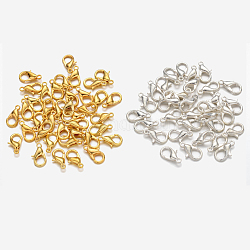 Chiusure moschettone in lega zinco, risultati creazione di gioielli, d'oro e d'argento, 12x6mm, Foro: 1.2 mm, 2colors, 50 pz / colore, 100 pc / set