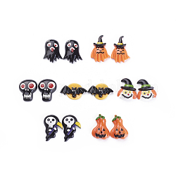 Cabujones de resina de tema halloween, formas mixtas, color mezclado, 8.2x8.2x2.7 cm, 35 unidades / caja