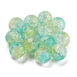 Transparente Sprühlackierung mit Crackle-Glasperlen, Runde, Licht Himmel blau, 10 mm, Bohrung: 1.6 mm, 200 Stück / Beutel