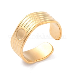 Placcatura ionica (ip) 304 bracciale rotondo piatto in acciaio inossidabile, anello aperto a righe per le donne, oro, diametro interno: 17.3mm