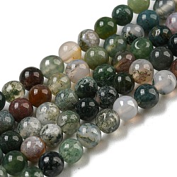 Natural Indian Agate Gemstone Bead Strands, Round, 4mm, Hole: 1mm, about 110~120pcs/strand, 15.7 inch