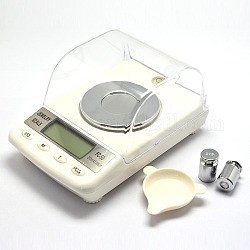 Diamond Jewelry Tool Digital Scale, Pocket Scale, Aluminum with ABS, Weight Capacity 250CT, Weight Increment 0.005CT, with Two Weights, White, 135x89x68mm