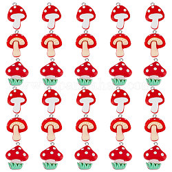 Sunnyclue 1 boîte de 30 pièces 3 styles de breloques en forme de champignon rouge en résine de champignon, plantes de champignons, nourriture végétale, breloques pour la fabrication de bijoux, breloques pour femmes adultes, bricolage, bracelet, boucles d'oreilles, fournitures de collier
