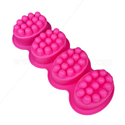Stampi in silicone a 4 cavità, per la produzione di saponetta da massaggio fatta a mano, ovale, rosa caldo, 280x106x45mm, diametro interno: 60x80x43mm