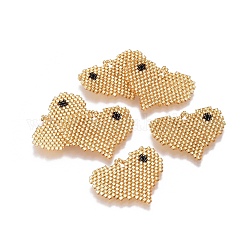 Miyuki & toho pendenti di perline giapponesi fatti a mano, modello telaio, cuore, goldenrod, 23~24x29~30x1.7mm, Foro: 2 mm