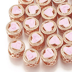 Legierung Schmelz europäischen Perlen, Großloch perlen, Kolumne, hohl, Roségold, rosa, 11x10 mm, Bohrung: 5 mm
