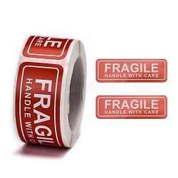 Pegatinas frágiles manejar con cuidado embalaje etiqueta de envío de advertencia, rojo, 25.3x76mm, 150pcs / rollo